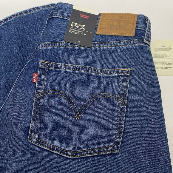 Levi's Premium Ribcage Wide Leg Blue Jeans Women’s 31x32 High Rise Cotton Big E - Picture 12 of 14